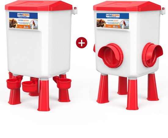 AviAqua 8L drinker met 3 drinkcupjes rood/groen