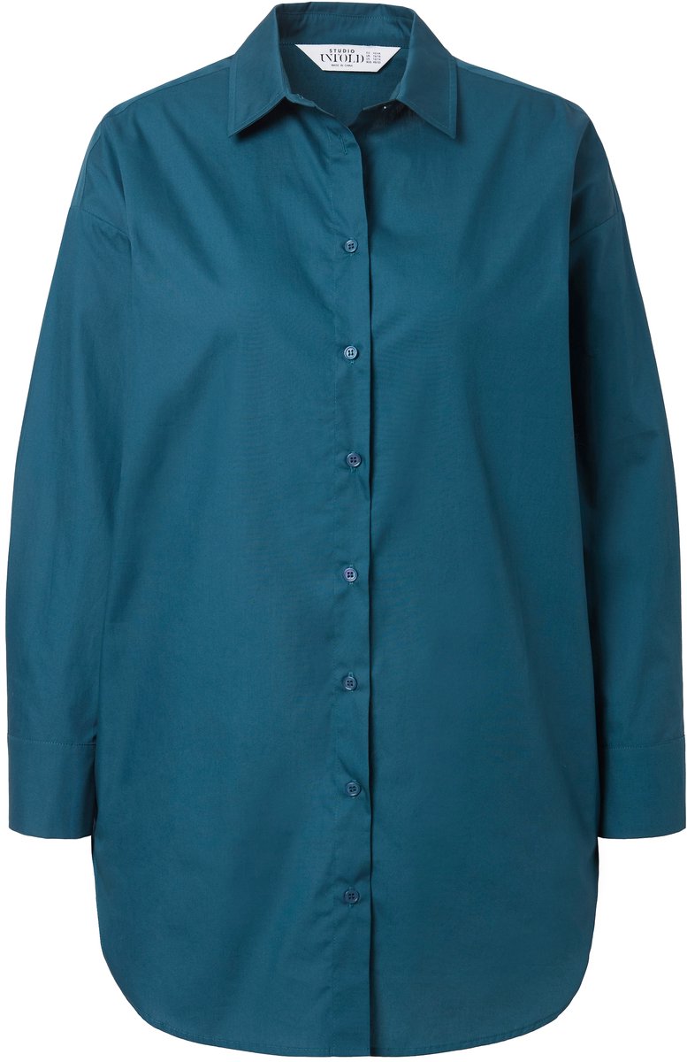 Studio Untold - Dames - Blouse oversized knoopsluiting op de achterkant - Petrol - Maat 42+