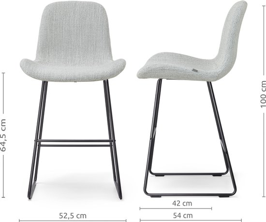 Tabouret de bar Nolon Nino-Fé gris mélangé - piètement noir - 65 cm