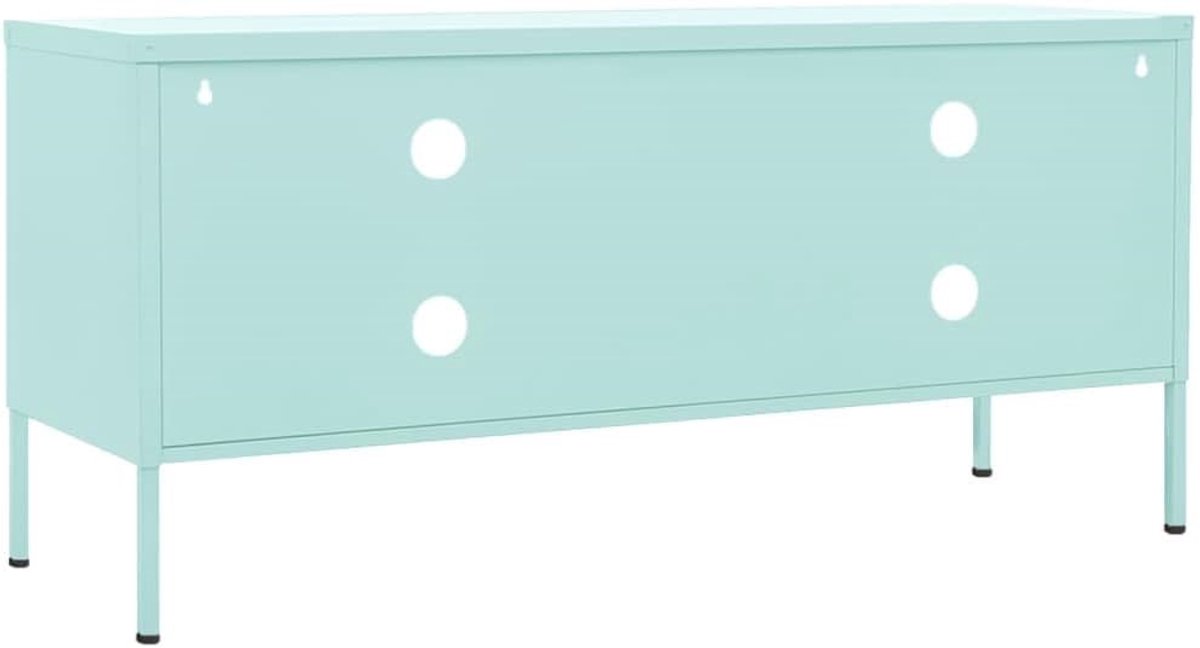 Metalen TV Meubel Mintgroen – - 105x35x50 cm - Mintgroen – Lowboard 2 Deuren, - Medahomestore