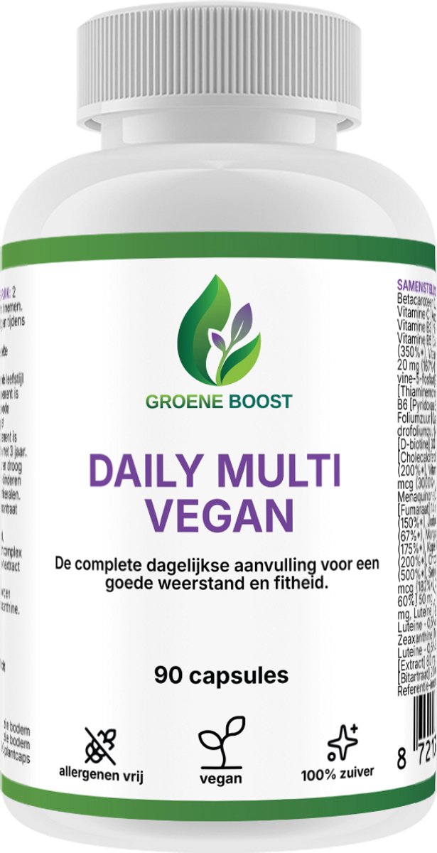 Groene Boost Daily Multi Vegan Supplement – 90 Capsules – Multivitamine Volwassenen Vegan