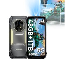 Blackview XPLORE 2 Projector - Robuuste Smartphone - 5G - 48GB RAM - 1TB ROM - 20000mAh - 120W snel opladen - 6.73 inch QHD+ AMOLED-scherm - Nachtzicht - Android 15 - Robuuste Telefoon - NFC - GPS - Zwart