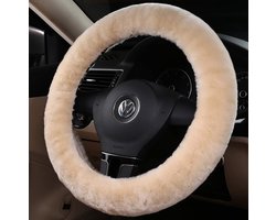 Stuurwielhoes Plush - Auto Stuurhoes Pluche - Stuurhoes Auto Set - Winter Stuurwiel Cover - Extra Zacht Pluche - Universeel - auto-accessoires - Voor sturen met een diameter van 37-39 cm - Beige