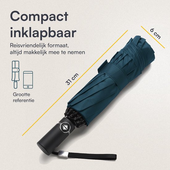 NovaQ Stormparaplu Opvouwbaar met Beschermhoes - Grote Paraplu 110 CM - Forrest Green - Automatisch Uitklapbaar - Windproof tot 100 KM P/U