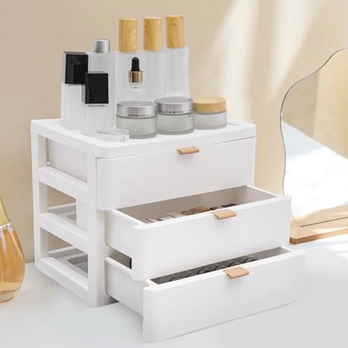 Bureau-organizer met 3 laden - Opbergdoos voor cosmetica en kantoorartikelen