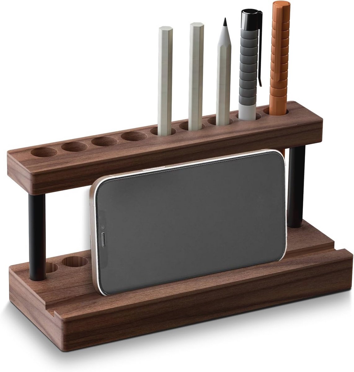 Minimalistische Potlood en Pennenhouder met Telefoonhouder voor Bureau