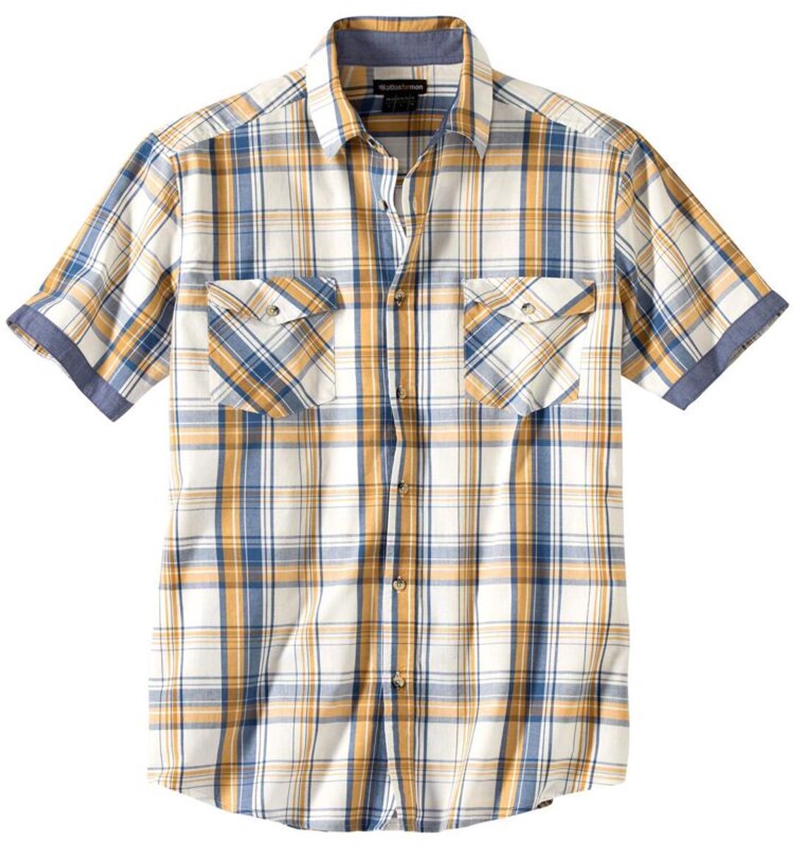 ATLAS FOR MEN - Popeline overhemd met ruitjes West - Heren - Verkrijgbaar in grote maten - M