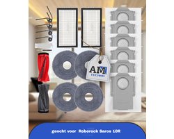 Accessoires gescht voor Roborock Saros 10R stofzuiger,1 hoofdborstels,2 HEPA-filters,6 stofzakken,4 reinigingsdoeken,4 zijborstels (zwart),1 borstel,1 schroevendraaier,20 stuks Accessoirekit