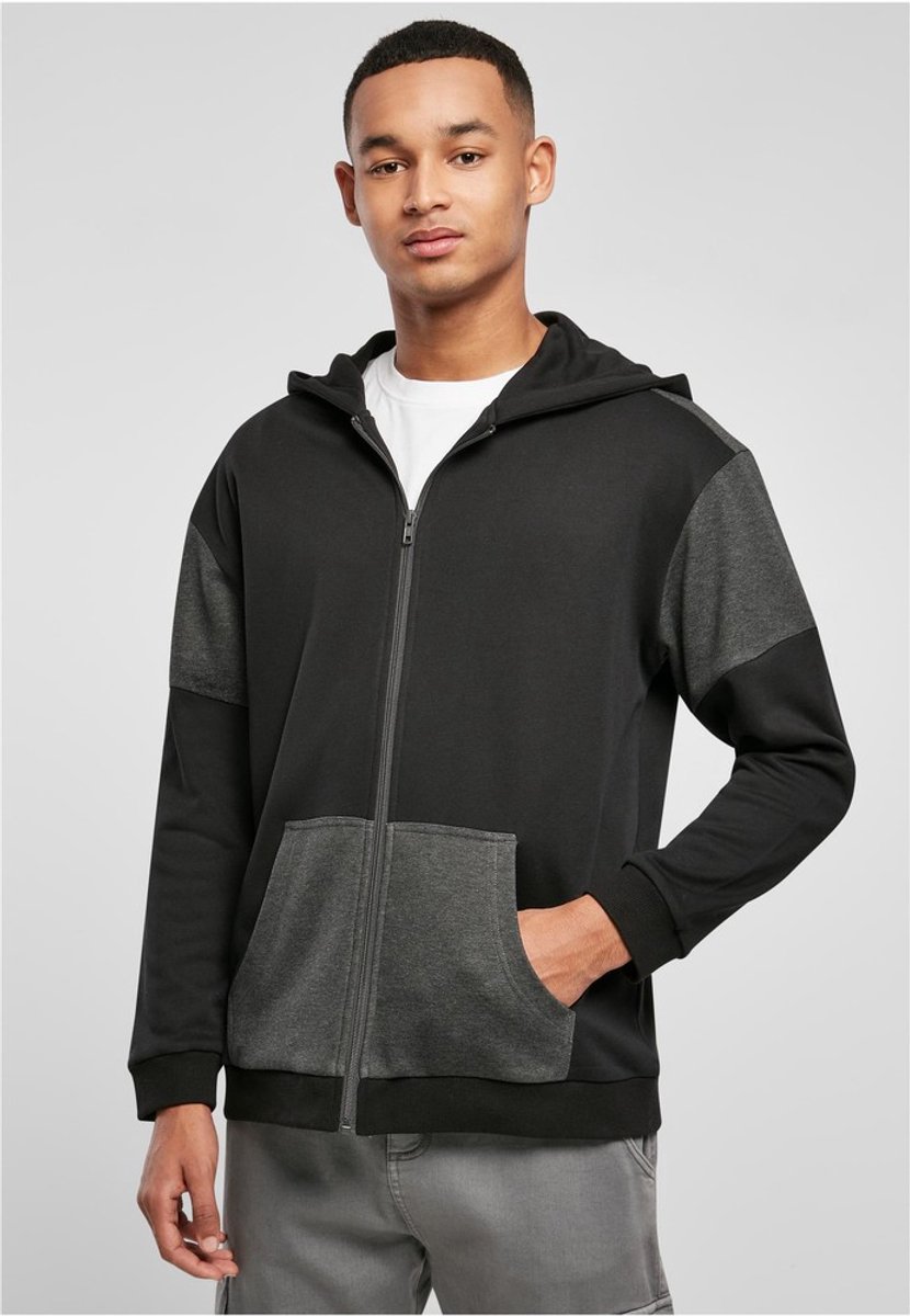 Urban Classics Oversized Patch Zip Vest met capuchon S Zwart