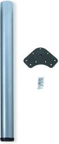 Emuca Tafelpoot, D. 80 mm, verstelbaar 1.100 -1.130 mm, Staal, Metallic grijs