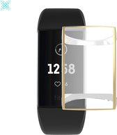 MY PROTECT® Fitbit Charge 3/4 Hoesje - Full Cover Screen Protector Cover Case Bumper Hoes - Transparant/Goud