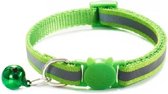 Kattenbandje met bel | Kattenhalsband| Veiligheidssluiting| Reflecterend| Verstelbaar| 17 kleuren| Licht Groen