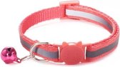 Kattenbandje met bel | Kattenhalsband| Veiligheidssluiting| Reflecterend| Verstelbaar| 17 kleuren| Zalm Roze