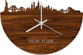 Skyline Klok New York Palissander hout - Ø 40 cm - Woondecoratie - Wand decoratie woonkamer - WoodWideCities
