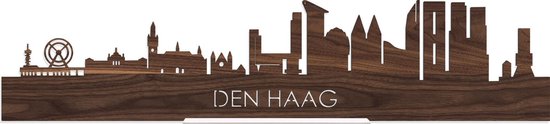 Standing Skyline Den Haag Notenhout - 60 cm - Woondecoratie design - Decoratie om neer te zetten en om op te hangen - Meer steden beschikbaar - Cadeau voor hem - Cadeau voor haar - Jubileum - Verjaardag - Housewarming - Interieur - WoodWideCities