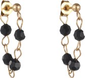 Go Dutch Label Oorknop onyx ketting zilver E1818-2