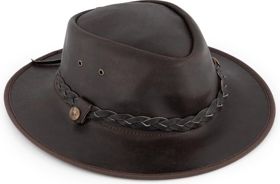 MGO Country Hat - Chapeau Western en cuir - Cuir marron foncé - Taille XXL