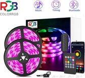 BYER RGB LED Strip Licht 10 Meter - Muzieksynchronisatie + Kleurverandering - Ingebouwde Microfoon - App Bediening + Afstandsbediening - Verlichting - 5050 RGB Led (5M/ 10M/ 15M/ 20M)