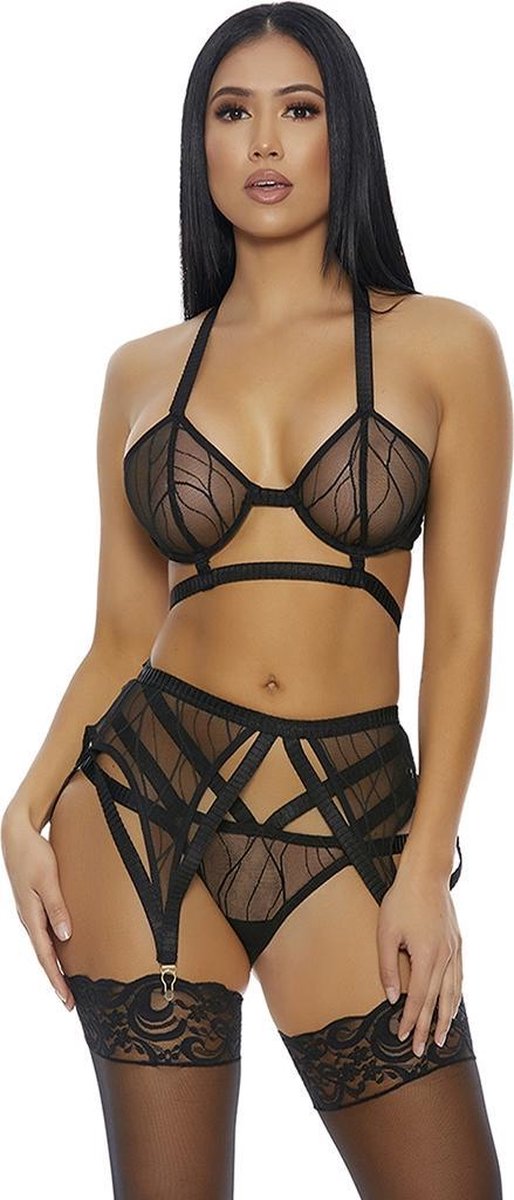 Goedkoopste Forplay Come See Me - Mesh Lingerie Set black Extra Larg