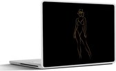 Laptop sticker - 13.3 inch - Zonnebril - Zwart - Goud - Line art - 31x22,5cm - Laptopstickers - Laptop skin - Cover