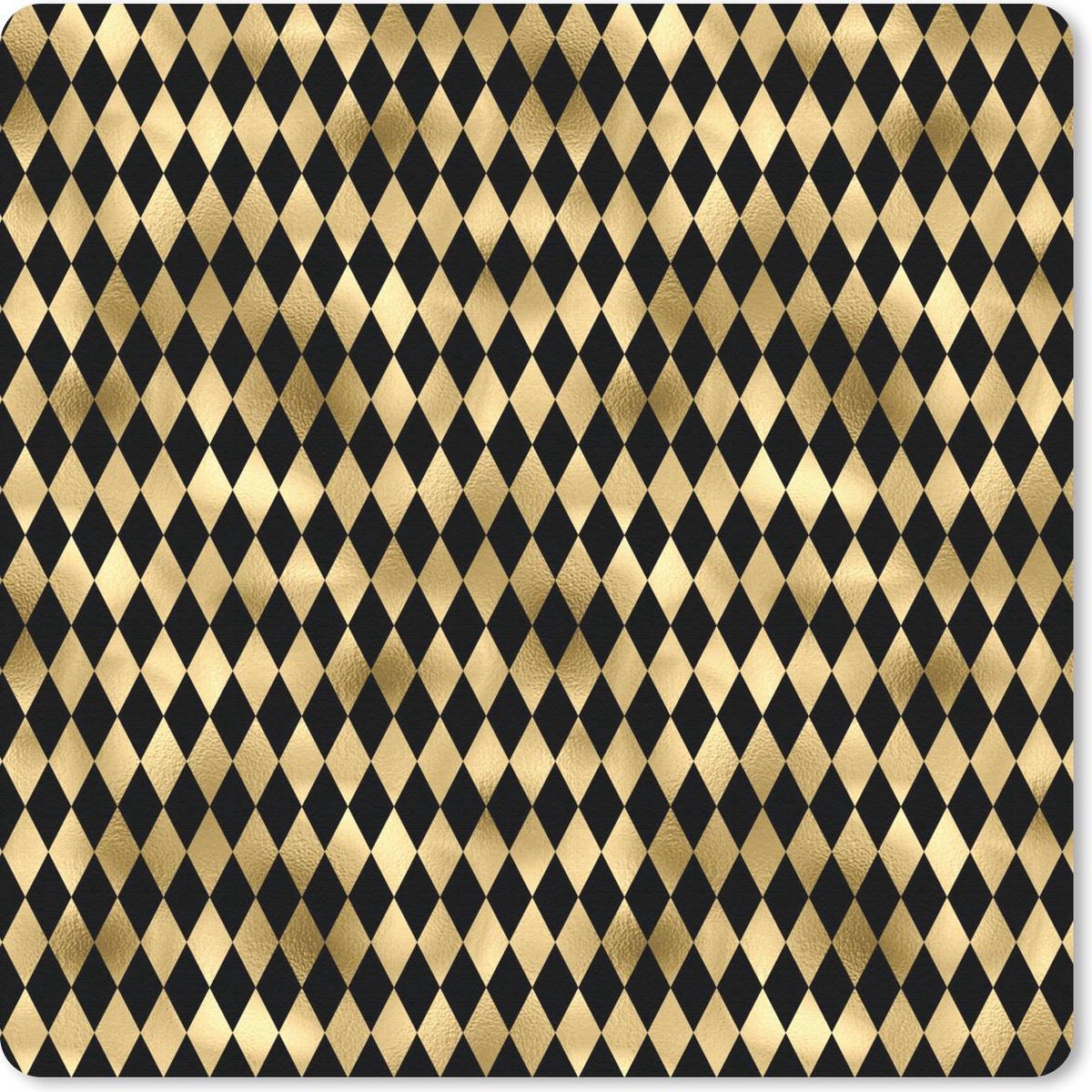 Muismat 30x30 cm - Mousepad Patronen - Goud - Zwart - Ruit - Muismatten