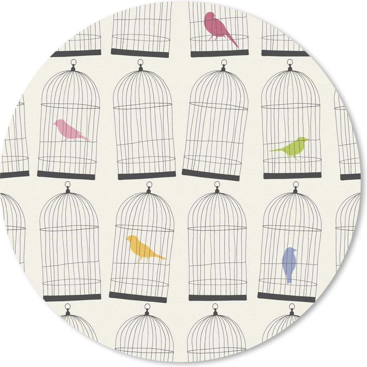 Muismat rond 30x30 cm - Mousepad Vogel - Vogelkooi - Patronen - Ronde muismatten