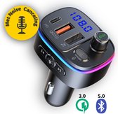 Sodex Bluetooth FM Transmitter - Autolader - Carkit - USB-C Snellader - Audio Receiver - 6 LED Kleuren