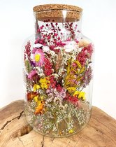 Droogbloemen in glas 'geverfd' | groot -16x26cm | Een onvergetelijk Moederdag cadeau | Kunstwerk achter glas | Stijlvol, Gezellig & Kleurrijk