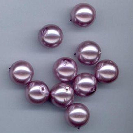 Perles en verre 14mm Violet clair 10 pièces