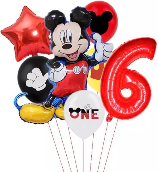 Disney Mikey Folie Ballonnen Set Mickey Mouse Ballon 7 stuks Verjaardagsfeestje Decoratie - 6 jaar
