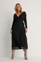 NA-KD Overlap Midi Dames Jurk - Maat M