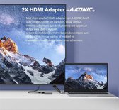 A-KONIC© 4-in-1 USB-C naar 2X HDMI, USB-C en USB 3.0 Dock - 4K DUAL HDMI HUB - Apple Macbook Pro - Dell XPS - Windows