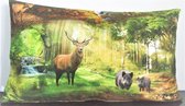 By Eef-sierkussenhoes-handgemaakt-40x65-wildlife in de bossen