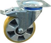 Zwenkwiel met rem - 80 mm - PU band - Aluminium velg