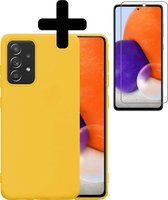 Hoesje Geschikt voor Samsung A72 Hoesje Siliconen Case Met Screenprotector - Hoes Geschikt voor Samsung Galaxy A72 Hoes Siliconen - Geel