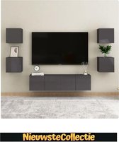 Tv meubilair - Spaanplaat - Hoogglans grijs - Kast - Designer - Zwevend Meubel - TV - Woonkamer - Slaapkamer - Nieuwste Collectie