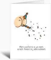Confetti in je reet - Verjaardagskaart met envelop - grappig