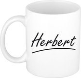 Herbert naam cadeau mok / beker met sierlijke letters - Cadeau collega/ vaderdag/ verjaardag of persoonlijke voornaam mok werknemers