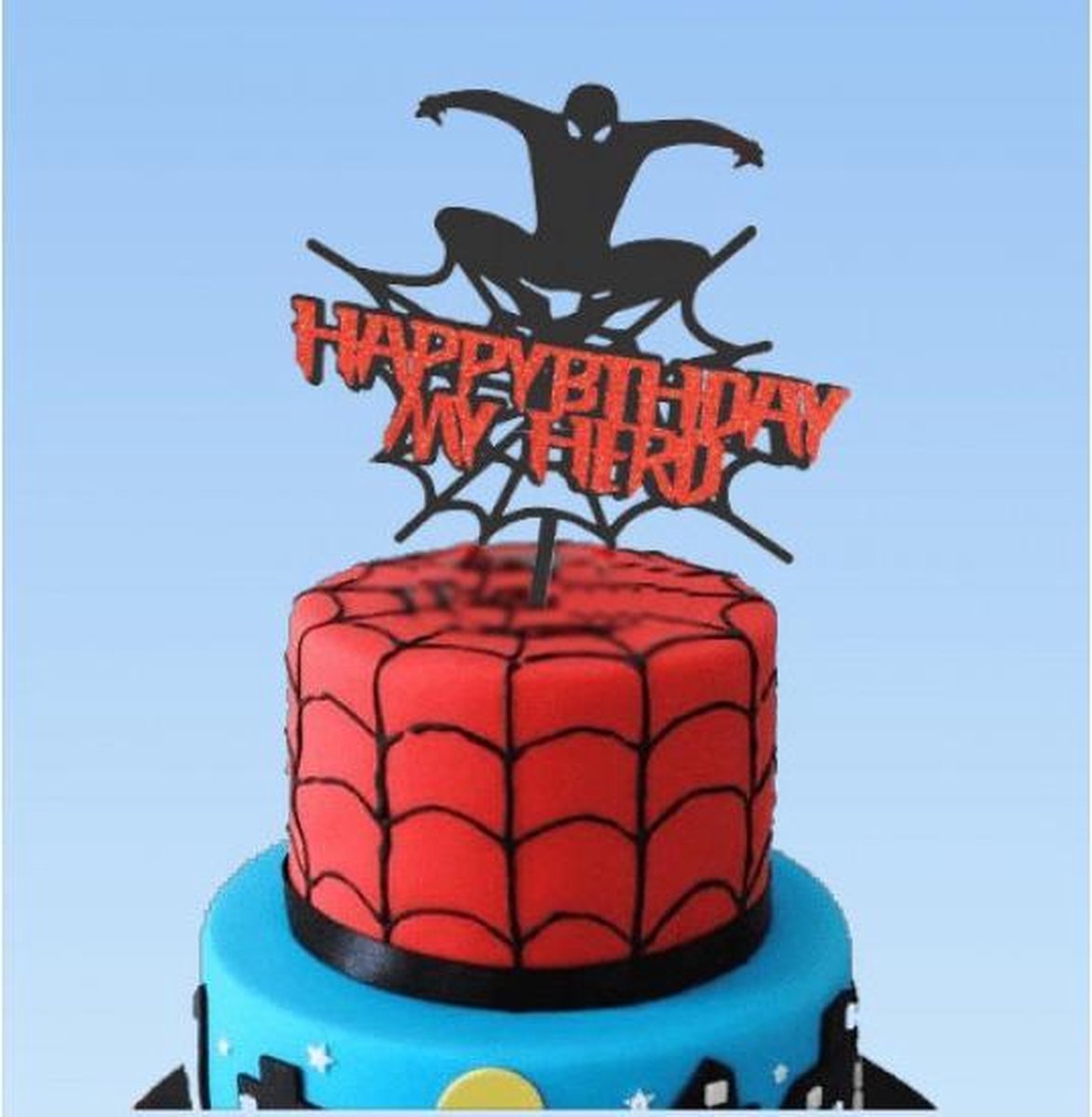 Partygoodz Spiderman Cake Topper Happy Anniversaire Mon Hero Anniversaire Bol Com