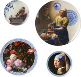 Heinen Delfts Blauw | Wandborden mix 2 Vermeer - set - 4 stuks