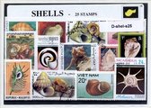 Schelpen – Luxe postzegel pakket (A6 formaat) : collectie van 25 verschillende postzegels van schelpen – kan als ansichtkaart in een A6 envelop - authentiek cadeau - kado - geschenk - kaart - schelp - zee - kalk - skelet - weekdier - slak - zeedier