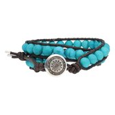 Bela Donaco Wikkelarmband Classic B8 – Hubei Turquoise – vintage bruin leer – Sterling Zilver