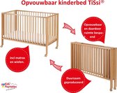 TiSsi® Peuterbed | Babybed inklapbaar hout kleur Blanke lak| ledikant |houten ledikantje | kinderbed opvouwbaar | Baby bed met matras opvouwbaar | Vouwbed | inklapbare kinderbed | wieg | Kinderkamer | Kinderopvang