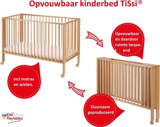 TiSsi® Peuterbed | Babybed inklapbaar hout kleur Blanke lak| ledikant  |houten... | bol.com