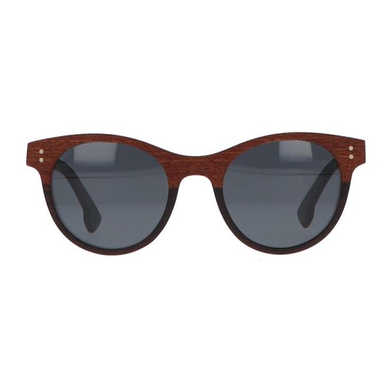 5one® Florence - Sapele hout zonnebril rond model met grijze lens van 5one® — afbeelding 5