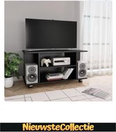 Tv meubel - Spaanplaat - Zwart - Kast - Designer - Staand Meubel - Wieltjes - TV - Woonkamer - Slaapkamer - Nieuwste Collectie
