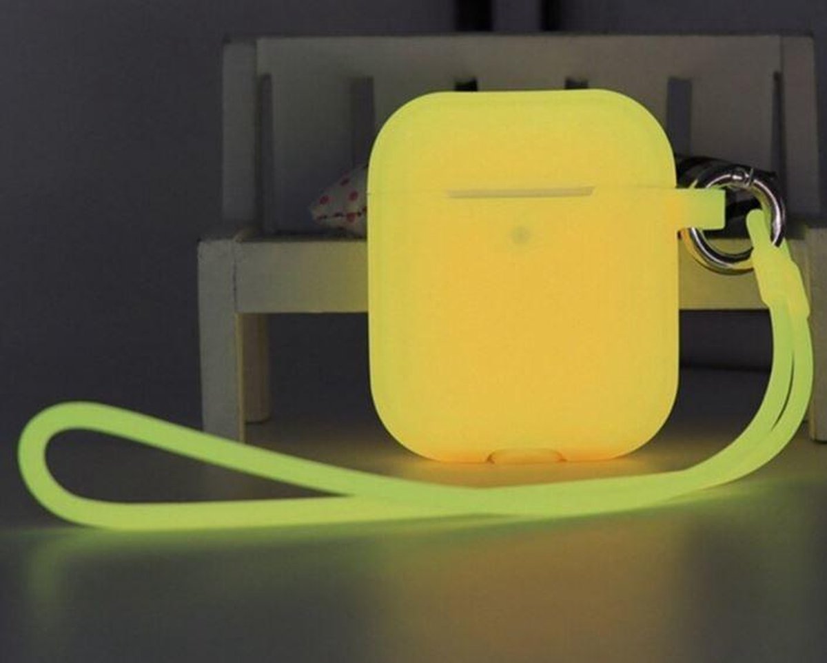 Shieldcase Case geschikt voor Airpods case glow in the dark - oranje-geel