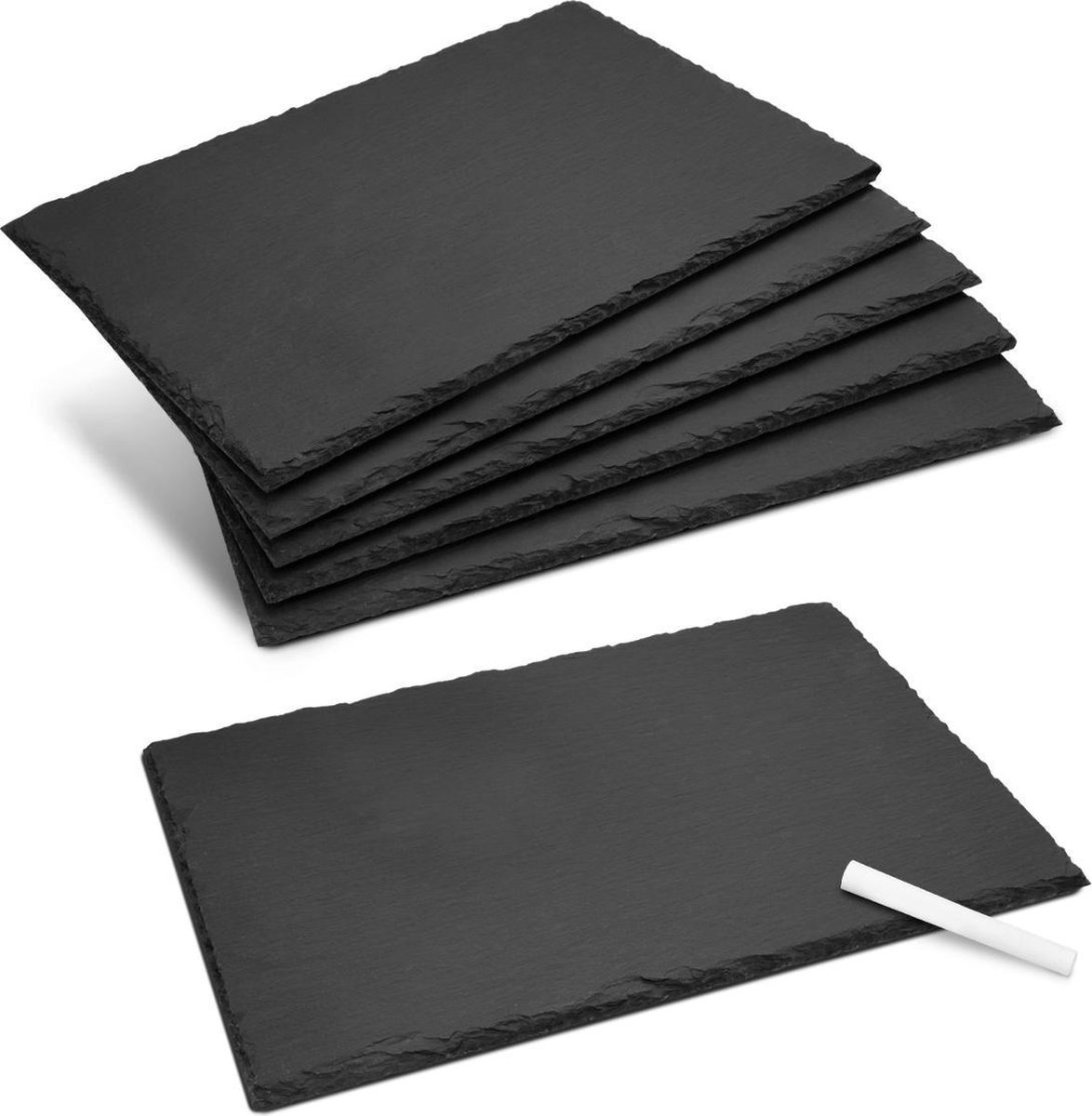 Navaris serveerplaten van natuurlijk leisteen - 30 x 20 cm - Anti-kraslaag voor extra bescherming - Voor kaasplanken, vleesplanken of tapas - 6 stuks
