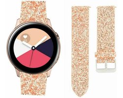 Strap-it Smartwatch bandje 20mm - Leer glitter bandje geschikt voor Samsung Galaxy Watch 3 41mm / Galaxy Watch 1 42mm / Gear Sport / Galaxy Watch Active & Active 2 / Galaxy Watch 4 / 4 Classic / Galaxy Watch 5 / 5 Pro - rosé goud