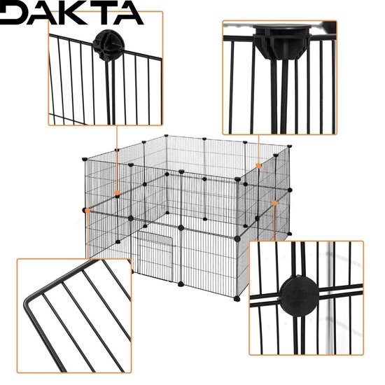 Dakta® Dierenren | Konijnenren | Kippenren | Ren | Dierenverblijf Buiten | Loopren | Knaagdierenren | Zwart - Merkloos